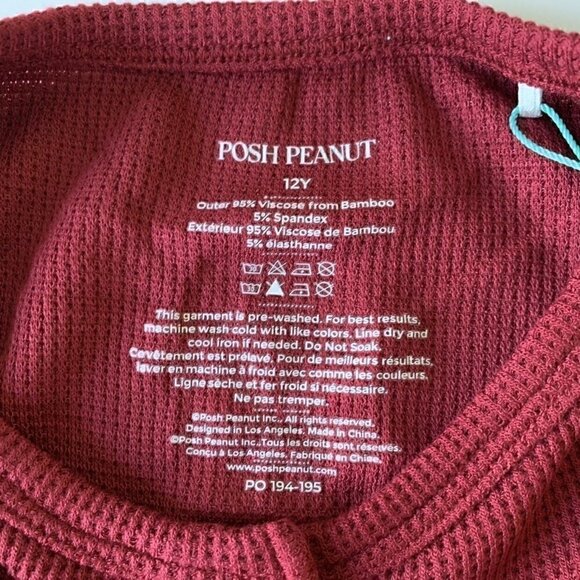NWT Posh Peanut Girl Bordeaux Waffle Thermal Top And Leggings Set 12 Years - Picture 4 of 11